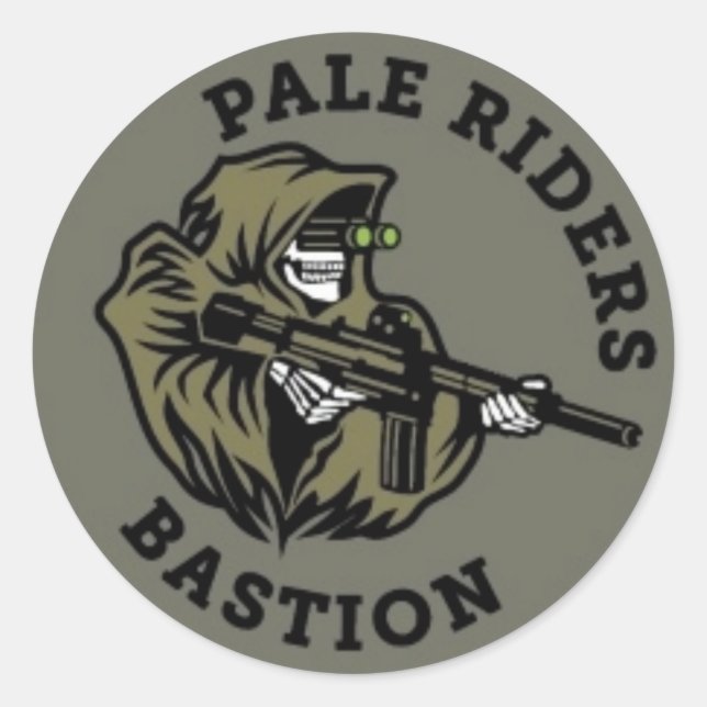 Adesivo Redondo Sobrevivendo ao Zombie Apocalypse PALE RIDERS Stck (Frente)