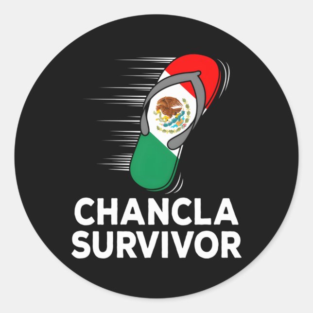 Adesivo Redondo Sobrevivente Chancla México Piada de Bandeira Mexi (Frente)