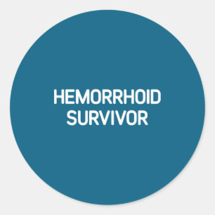 Adesivo Redondo Sobrevivente de Hemorroida, Engraçado, Piadas, Sar