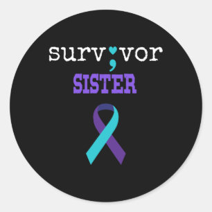 Adesivo Redondo Sobrevivente Irmã Semicolon Prevenção Suicida
