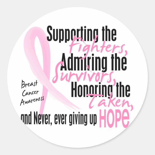 Adesivo Redondo Sobreviventes De Combatentes Levados A Fita Rosa D (Frente)