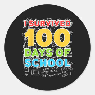 Adesivo Redondo Sobreviveram 100 Dias De Escola Feliz 100º Dia