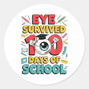 Adesivo Redondo Sobrevivi 100 Dias De Olho Engraçado Da Escola 100
