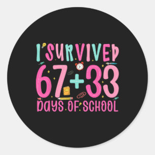 Adesivo Redondo Sobrevivi 67+33 Dias De Professor(a) Meninos Menin