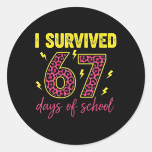 Adesivo Redondo Sobrevivi 67 Dias De Escola 100 Dias Seis Sete Br