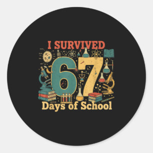 Adesivo Redondo Sobrevivi 67 Dias De Escola Engraçado 67 Meme Ciên