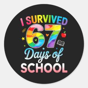 Adesivo Redondo Sobrevivi 67 Dias De Escola Engraçado 6 7 Meme Pro