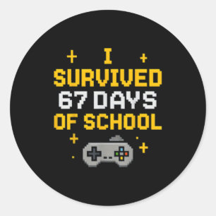 Adesivo Redondo Sobrevivi 67 Dias De Escola Gamer Estudante Divert