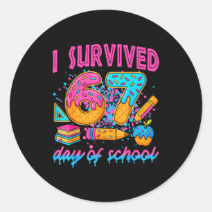 Adesivo Redondo Sobrevivi 67 Dias De Sorvete De Gotejamento Escola