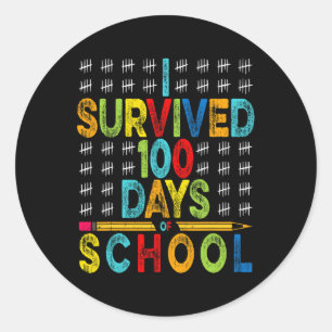 Adesivo Redondo Sobrevivi A 100 Dias De Escola 100º Dia De Escola