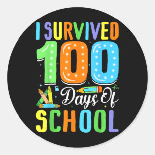 Adesivo Redondo Sobrevivi A 100 Dias De Escola 100 Dias De Escola