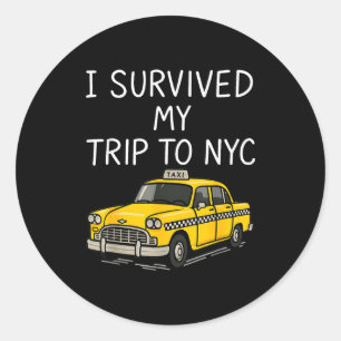 Adesivo Redondo Sobrevivi à minha viagem para Nyc Táxi engraçado d
