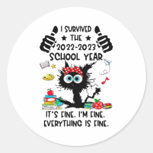 Adesivo Redondo Sobrevivido 2022-2023 Ano Escolar Feliz Dia Passad