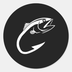 Adesivo Redondo Sobrevoado De Pesca Do Homem De Pesca Mínimo Do Ga