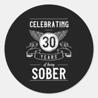 Adesivo Redondo Sobriety Recovery Anniversário 30 anos Sober