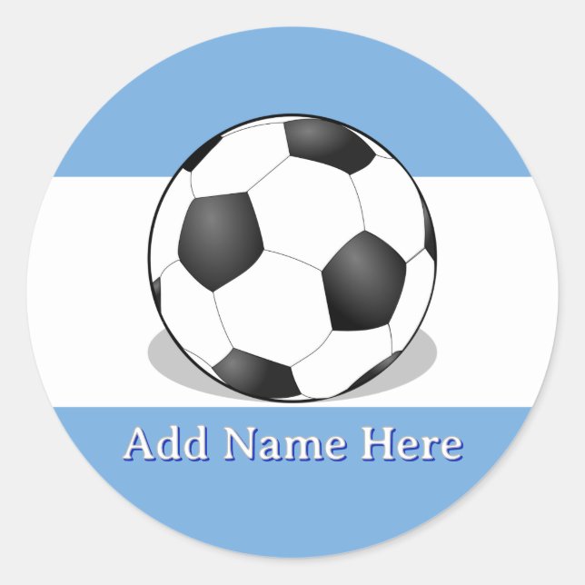 Adesivo Redondo Soccer Ball on Light Blue and White Background (Frente)