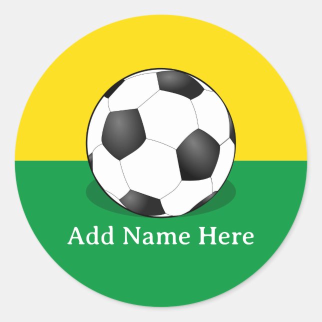 Adesivo Redondo Soccer Ball on Yellow and Green Background (Frente)