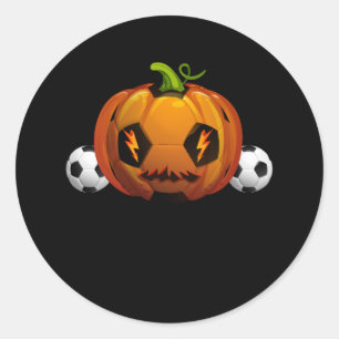 Adesivo Redondo Soccer Ball Pumpkin Jack O Lanterna Halloween Skul