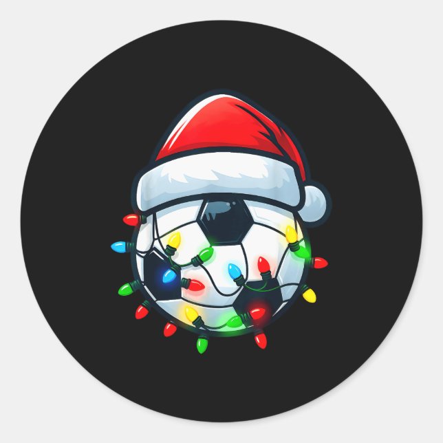 Adesivo Redondo Soccer Ball Santa Hat Xmas Pajamas Players Toddler (Frente)