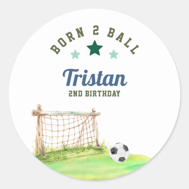 Adesivo Redondo Soccer “Born Two Ball” Second Birthday (Frente)