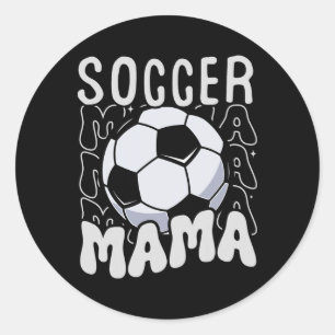 Adesivo Redondo Soccer Mama Groovy Retro Soccer Mãe Dia de as mães