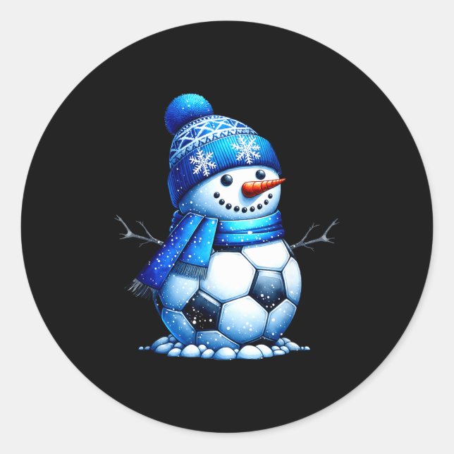 Adesivo Redondo Soccer Santa Hat Snowman Xmas Funny Soccer Lover C (Frente)