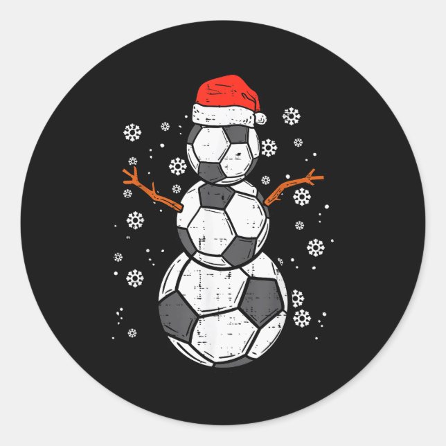Adesivo Redondo Soccer Snowman Xmas Christmas Srts Boys Girls  (Frente)