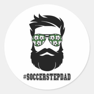Adesivo Redondo Soccer Stepdad Com Pai Da Barba Passo Padre Ste