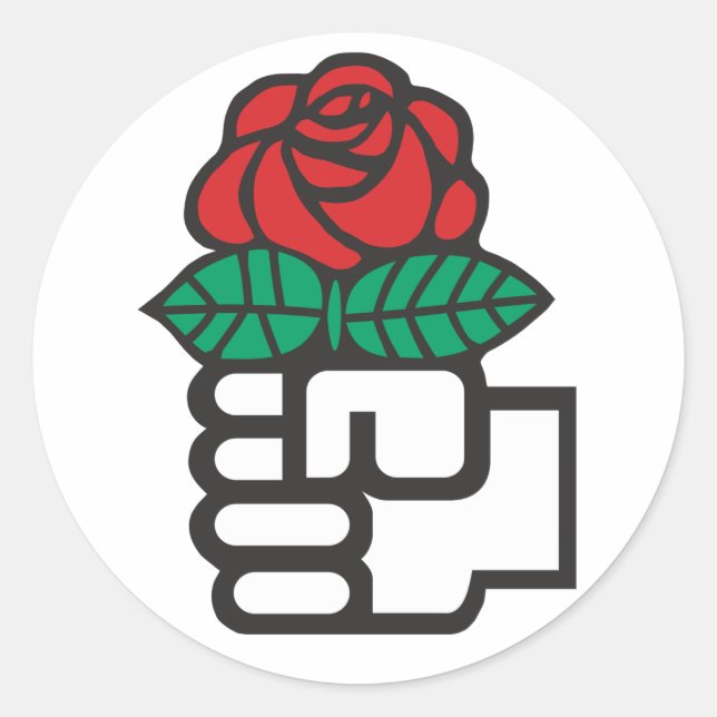 Adesivo Redondo Socialismo Democrático (Símbolo de Fist e Rosa) (Frente)