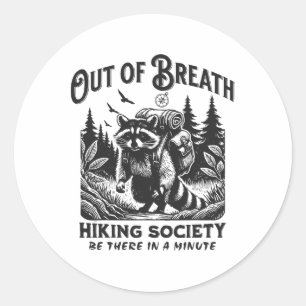 Adesivo Redondo Sociedade de Hiking de Guaxinim Gráfico Respirando