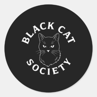 Adesivo Redondo Sociedade do Gato Preto Amante de Gatinhos Fofos A
