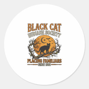 Adesivo Redondo Sociedade Humana Black Cat Halloween Lua Cheia Mor