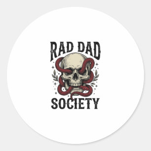 Adesivo Redondo Sociedade Rad Dad Design de Camisa com Caveira e C