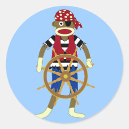 Adesivo Redondo Sock Monkey Pirate