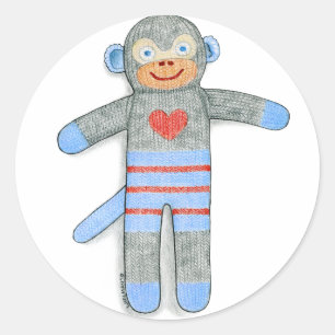 Adesivo Redondo Sock Monkey Sticker