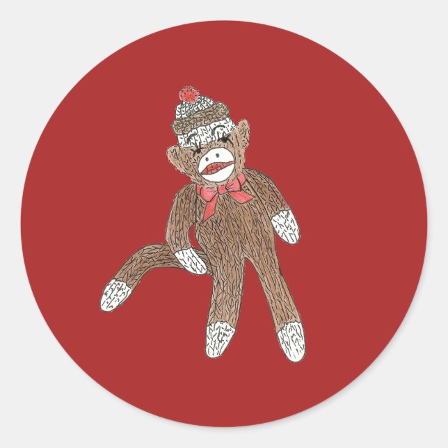Adesivo Redondo Sock Monkey Sticker (Frente)
