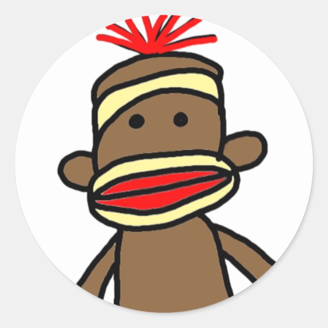 Adesivo Redondo Sock Monkey Sticker (Frente)