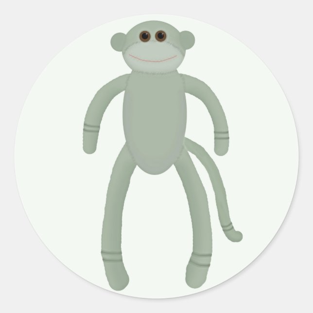 Adesivo Redondo Sock Monkey Stickers (Frente)
