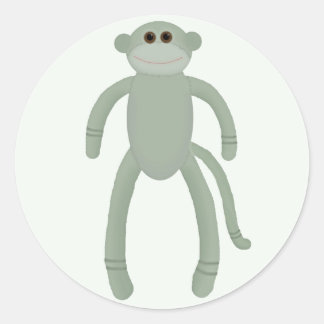 Adesivo Redondo Sock Monkey Stickers