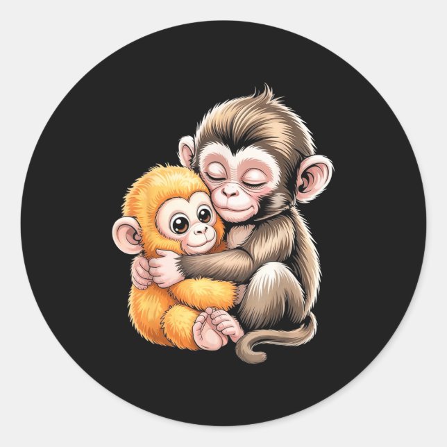Adesivo Redondo Soco de macaco bebê  (Frente)
