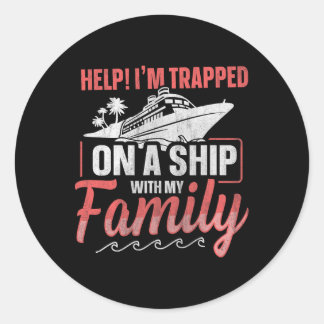 Adesivo Redondo Socorro! Estou Preso num navio com a minha família