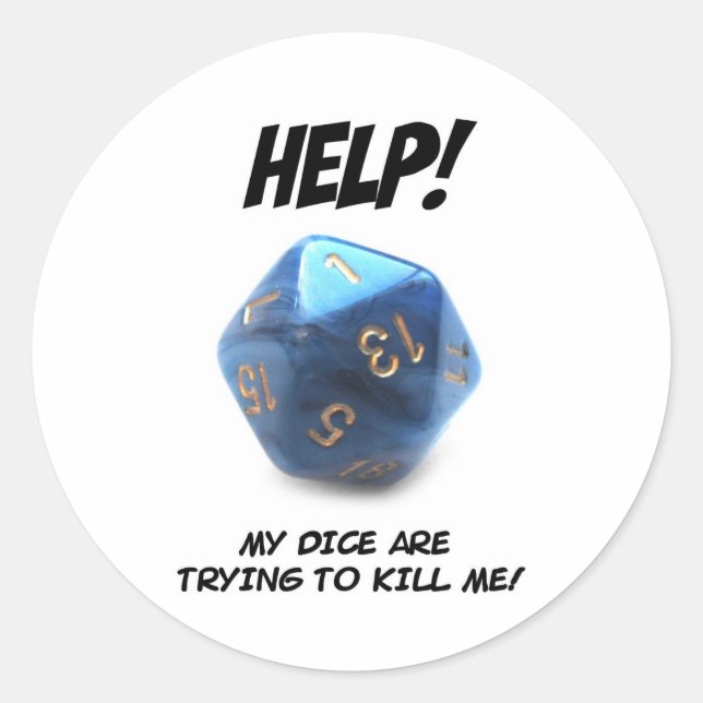 Adesivo Redondo Socorro! Meus dados estão tentando me matar! (Frente)
