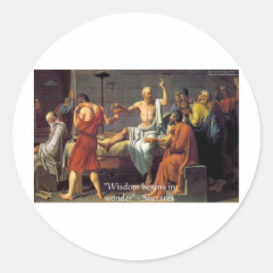 Adesivo Redondo Sócrates "Sabedoria/Maravilha" Citação Oferece Cam