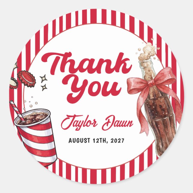 Adesivo Redondo Soda Pop Baby Shower  (Frente)