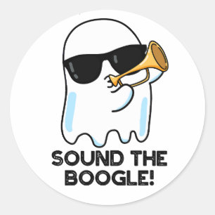 Adesivo Redondo Soe O Boogle Funny Ghost Bugle Pun