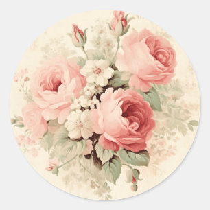 Adesivo Redondo Sofisticação Envelhecida, Shabby Chic Rosa Pêssego