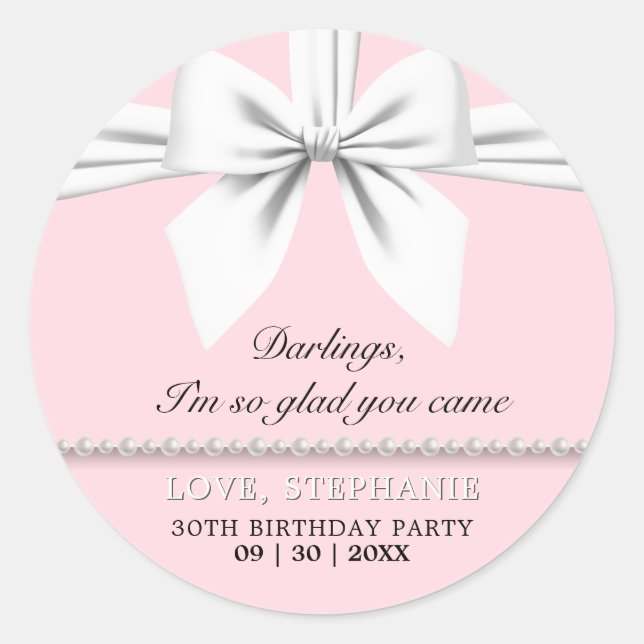 Adesivo Redondo Sofisticado Rosa Elegante Tiffany Aniversário Obri (Frente)