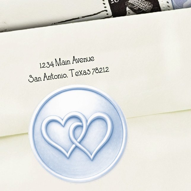 Adesivo Redondo Soft Blue Two Hearts Intertwined Wedding (Criador carregado)