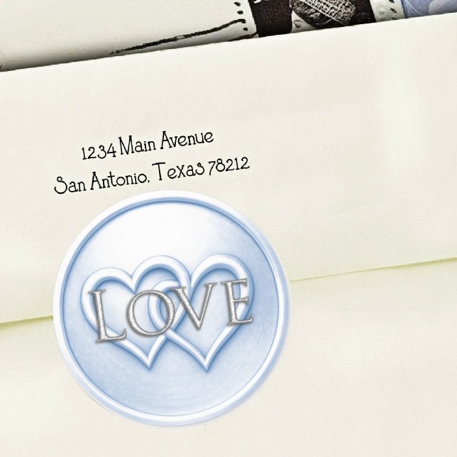 Adesivo Redondo Soft Blue Two Hearts Intertwined Wedding (Criador carregado)