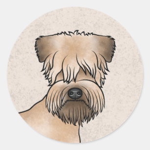 Adesivo Redondo Soft-Coated Wheaten Terrier Cabeça de Cachorro Fof